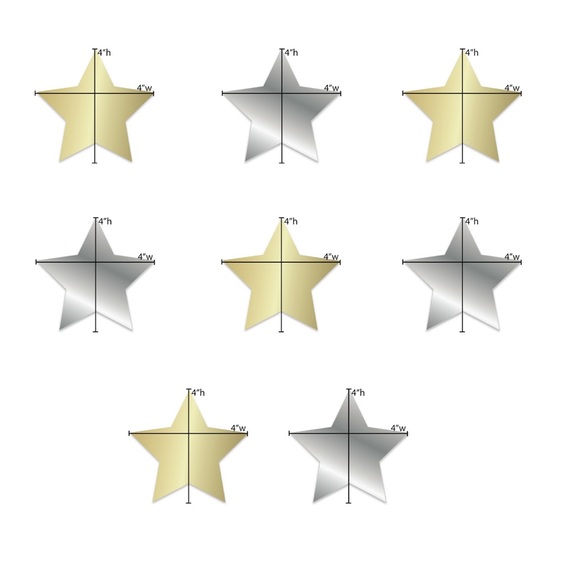 Blue Moon Studio 8pc Self-Adhesive Silver and Gold Star Wall Mirror Decals - Picture 5 of 5